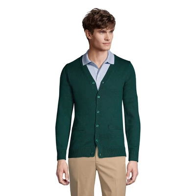 Lands' End School Uniform Men's Cotton Modal Button Front Cardigan Sweater 1 Lands' End School Uniform Men's Cotton Modal Button Front Cardigan Sweater