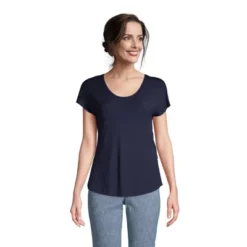 Lands' End Women's U-neck Jersey T-shirt -Lands' End Store GUEST 4958893d 6c70 40f6 8593 30349fba850f