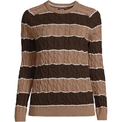Lands' End Women's Cotton Cable Drifter Crewneck Sweater 7 Lands' End Women's Cotton Cable Drifter Crewneck Sweater - Image 7