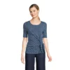 Lands' End Women's Elbow Sleeve Lightweight Jersey Tie Front Top