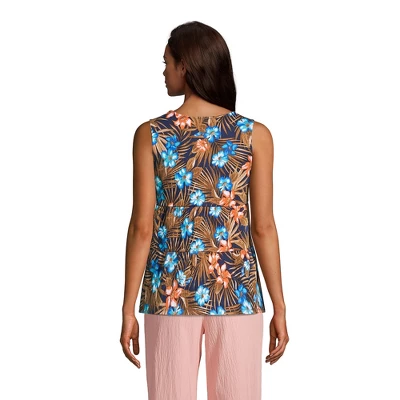 Lands' End Women's Crinkle Knit Tiered Tank Top 1 Lands' End Women's Crinkle Knit Tiered Tank Top