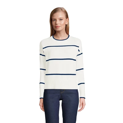 Lands' End Women's Drifter Cotton Easy Fit Crew Neck Sweater 2 Lands' End Women's Drifter Cotton Easy Fit Crew Neck Sweater - Image 2