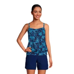 Lands' End Women's Mastectomy Chlorine Resistant Blouson Tummy Hiding Tankini Top Swimsuit Adjustable Straps -Lands' End Store GUEST 517c93ed af4c 42c7 aa89 625c40e1a834