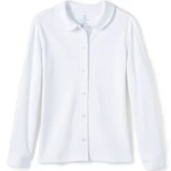 Lands' End School Uniform Girls Long Sleeve Button Front Peter Pan Collar Knit Shirt -Lands' End Store GUEST 53916445 f490 4db8 91e5 52628ca4d82e