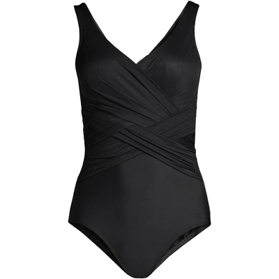 Lands' End Women's SlenderSuit Tummy Control Chlorine Resistant V-neck Wrap One Piece Swimsuit 5 Lands' End Women's SlenderSuit Tummy Control Chlorine Resistant V-neck Wrap One Piece Swimsuit - Image 5