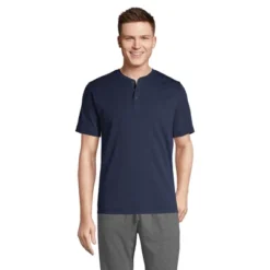 Lands' End Men's Knit Rib Short Sleeve Henley Pajama Shirt -Lands' End Store GUEST 54a73b6d 2293 44df ad75 da116f284e8d
