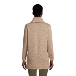 Lands' End Women's Sweater Fleece Tunic Cowl Neck Pullover