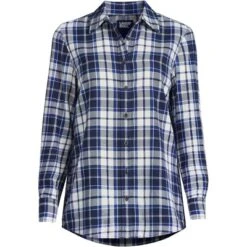 Lands' End Women's Tall Flannel Boyfriend Fit Long Sleeve Shirt -Lands' End Store GUEST 59593612 ae92 46dd 88e9 8ad71dbd1d8e