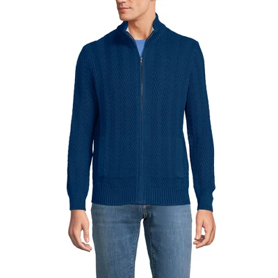 Lands' End Men's Cotton Drifter Zip Cardigan 1 Lands' End Men's Cotton Drifter Zip Cardigan