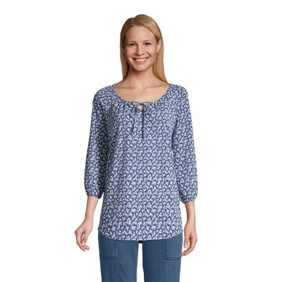 Lands' End Women's 3/4 Sleeve Peasant Tunic 4 Lands' End Women's 3/4 Sleeve Peasant Tunic - Image 4