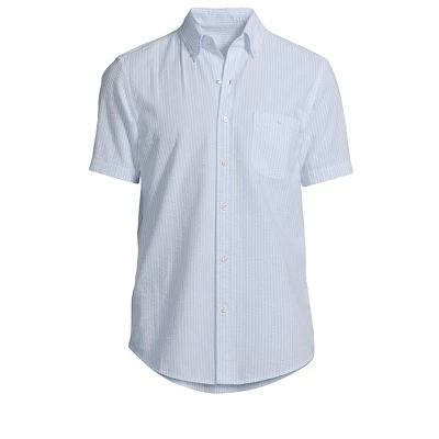 Lands' End Men's Traditional Fit Short Sleeve Seersucker Shirt