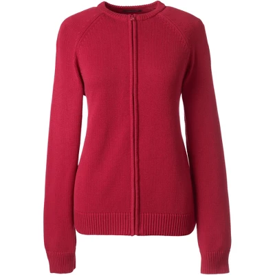 Lands' End School Uniform Women's Cotton Modal Zip-front Cardigan Sweater 3 Lands' End School Uniform Women's Cotton Modal Zip-front Cardigan Sweater - Image 3