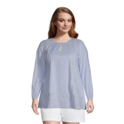 Lands' End Women's Cotton Long Sleeve Split Neck Tunic Top -Lands' End Store GUEST 5d095af8 548b 4b59 8c52 19e985a6162c
