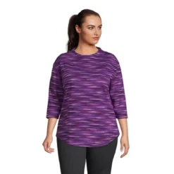 Lands' End Women's Serious Sweats 3/4 Sleeve Funnel Neck Top -Lands' End Store GUEST 5d4befe8 c14c 4dac 8578 0ac221bea6f3