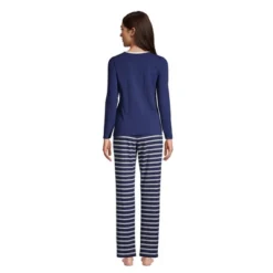 Lands' End Women's Knit Pajama Set Long Sleeve T-Shirt And Pants