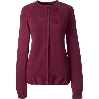Lands' End School Uniform Women's Cotton Modal Zip-front Cardigan Sweater 4 Lands' End School Uniform Women's Cotton Modal Zip-front Cardigan Sweater - Image 4