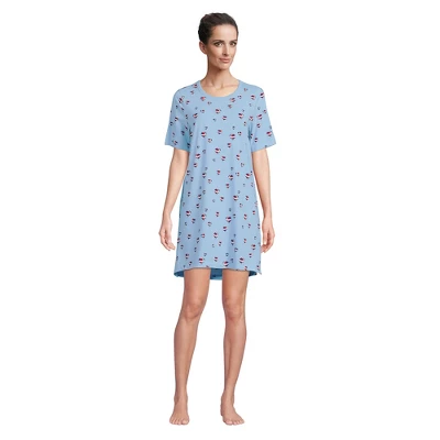Lands' End Women's Short Sleeve Above The Knee Knit T-Shirt Nightgown 6 Lands' End Women's Short Sleeve Above The Knee Knit T-Shirt Nightgown - Image 6