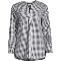 Lands' End Women's Wrinkle Free No Iron Split Neck Soft Tunic Top