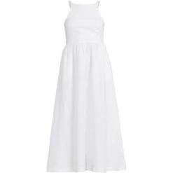 Women's Linen Sleeveless Halter High Neck Midi Dress -Lands' End Store GUEST 651b0ec5 0b9f 49c1 8ed4 fbdbbdb69194