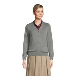 Lands' End School Uniform Women's Cotton Modal Button Front Cardigan Sweater