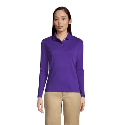 Lands' End School Uniform Women's Long Sleeve Feminine Fit Mesh Polo Shirt 1 Lands' End School Uniform Women's Long Sleeve Feminine Fit Mesh Polo Shirt