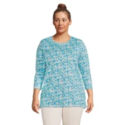 Lands' End Women's 3/4 Sleeve Supima Cotton Crewneck Tunic -Lands' End Store GUEST 68bcb619 721c 432f 8435 cd44396a5555