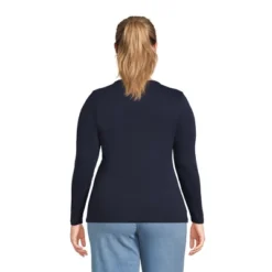 Lands' End Women's Cotton Rib Long Sleeve Crewneck T-Shirt
