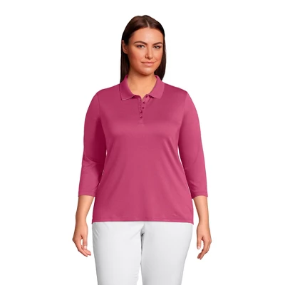 Lands' End Women's Supima Cotton 3/4 Sleeve Polo Shirt 7 Lands' End Women's Supima Cotton 3/4 Sleeve Polo Shirt - Image 7