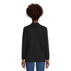 Lands' End Women's Fine Gauge Cotton Button Front Blazer Sweater