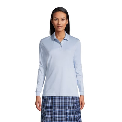 Lands' End School Uniform Women's Tall Long Sleeve Interlock Polo Shirt 2 Lands' End School Uniform Women's Tall Long Sleeve Interlock Polo Shirt - Image 2