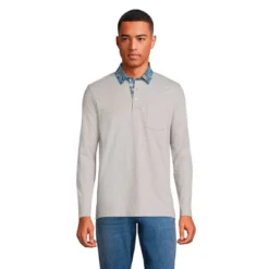 Lands' End Men's Super-T Long Sleeve Poplin Collar Pocket Polo Shirt -Lands' End Store GUEST 700f7c26 0730 462c 9347 fcfbef429814