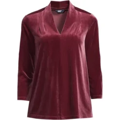 Lands' End Women's 3/4 Sleeve Velvet Top -Lands' End Store GUEST 700fedec ae49 4c82 b18c b85604ffe0c1