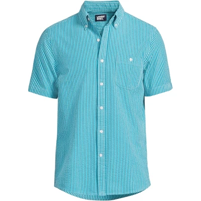 Lands' End Men's Traditional Fit Short Sleeve Seersucker Shirt 7 Lands' End Men's Traditional Fit Short Sleeve Seersucker Shirt - Image 7
