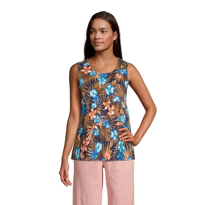 Lands' End Women's Crinkle Knit Tiered Tank Top 3 Lands' End Women's Crinkle Knit Tiered Tank Top - Image 3