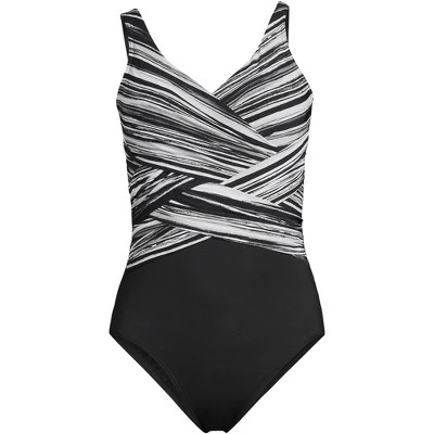 Lands' End Women's SlenderSuit Tummy Control Chlorine Resistant V-neck Wrap One Piece Swimsuit 8 Lands' End Women's SlenderSuit Tummy Control Chlorine Resistant V-neck Wrap One Piece Swimsuit - Image 8