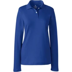 Lands' End School Uniform Women's Long Sleeve Feminine Fit Interlock Polo Shirt -Lands' End Store GUEST 73032564 753e 4ac0 9f8e b9b0cbc0be8e