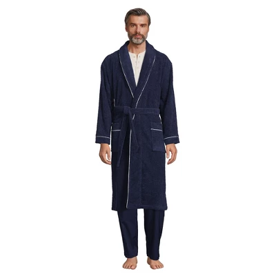 Lands' End Men's Calf Length Piped Turkish Terry Robe 4 Lands' End Men's Calf Length Piped Turkish Terry Robe - Image 4