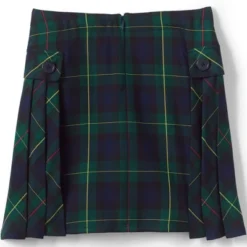 Lands' End School Uniform Girls Slim Side Pleat Plaid Skort Above Knee