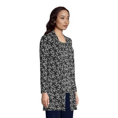 Lands' End Women's Lightweight Jersey Knit Long Cardigan 2 Lands' End Women's Lightweight Jersey Knit Long Cardigan - Image 2