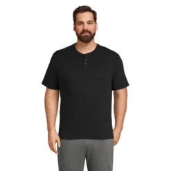 Lands' End Men's Knit Rib Short Sleeve Henley Pajama Shirt -Lands' End Store GUEST 791628cb 5921 4470 8765 a096e2566200