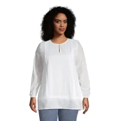 Lands' End Women's Cotton Long Sleeve Split Neck Tunic Top -Lands' End Store GUEST 7aea0515 7dec 417c b46b 4a691428e5f9
