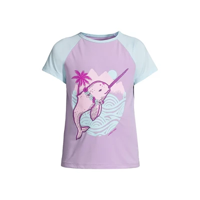 Lands' End Lands' End Girls Graphic Mock Neck UPF 50 Sun Protection Rash Guard 8 Lands' End Lands' End Girls Graphic Mock Neck UPF 50 Sun Protection Rash Guard - Image 8