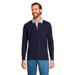 Lands' End Men's Super-T Long Sleeve Poplin Collar Pocket Polo Shirt -Lands' End Store GUEST 7c9f8a9b 90d5 42d5 b368 0528405254db