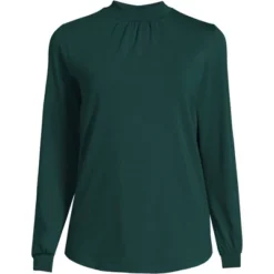 Lands' End Women's Jersey Long Sleeve Gathered Mock -Lands' End Store GUEST 7d32844a a2a0 4297 b6ce 950262232fd2