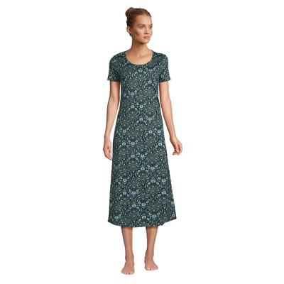 Lands' End Women's Cotton Short Sleeve Midcalf Nightgown 2 Lands' End Women's Cotton Short Sleeve Midcalf Nightgown - Image 2