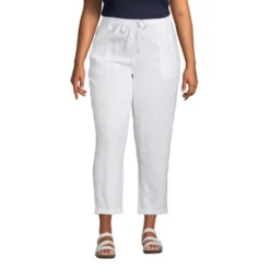 Lands' End Women's High Rise Pull On Tie Waist Linen Crop Pants -Lands' End Store GUEST 7ebf7576 ce4b 4882 9799 9655b425efcb