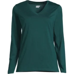 Lands' End Women's Relaxed Supima Cotton Long Sleeve V-Neck T-Shirt -Lands' End Store GUEST 7f4e7658 a0de 47cc 8667 3c40e4fbc646