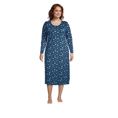 Lands' End Women's Supima Cotton Long Sleeve Midcalf Nightgown 11 Lands' End Women's Supima Cotton Long Sleeve Midcalf Nightgown - Image 11