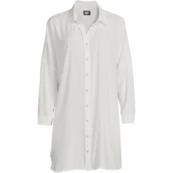 Lands' End Women's Sheer Modal Oversized Button Front Swim Cover-up Shirt -Lands' End Store GUEST 80d6519a 594d 41c7 9b82 c92c5cdf815b