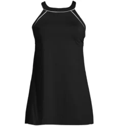 Lands' End Women's Chlorine Resistant High Neck Swim Dress One Piece Swimsuit Adjustable Straps -Lands' End Store GUEST 80d8b6cf 57bf 4f1a 9a19 6c79b8d88fe7